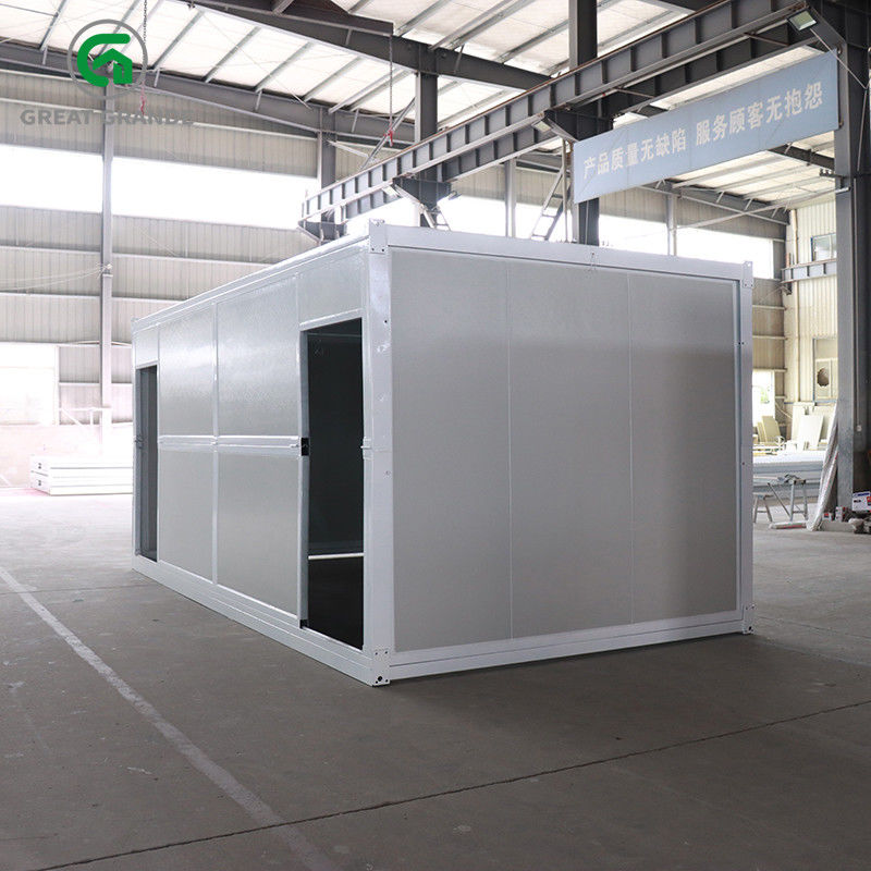 Tek Yan Duvar Çift Kapı Prefabrik Katlanır Konteyner Ev İntegral Çerçeve Koruyucu Kaplama