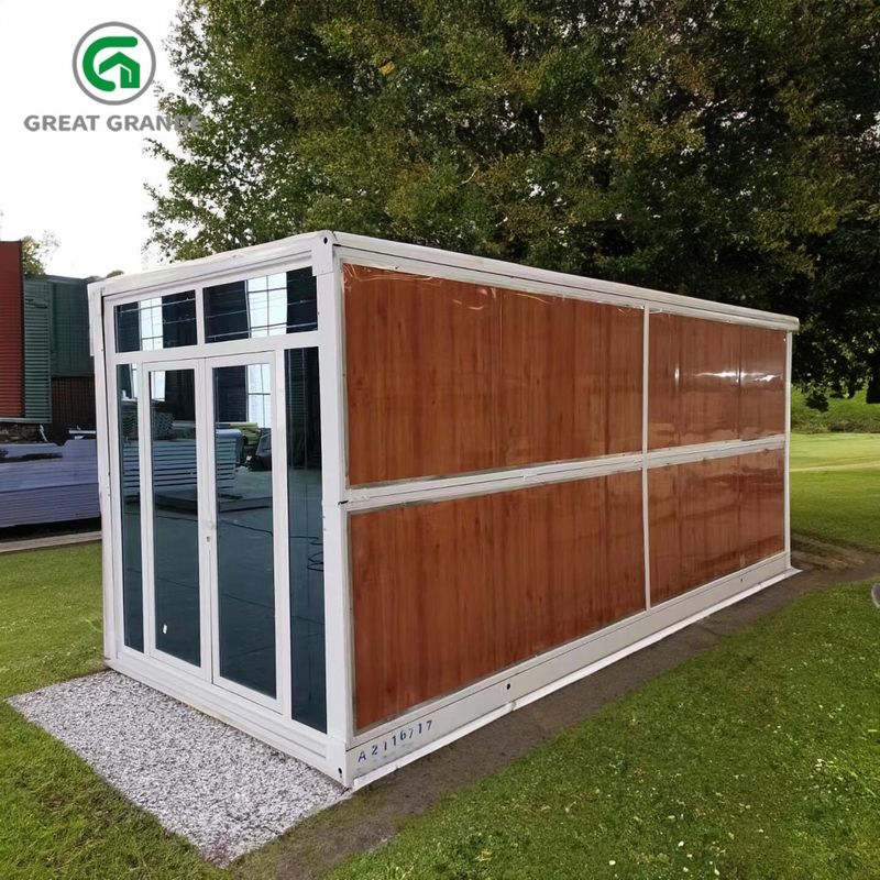 Özel Yapılandırılmış Katlanabilir Konteyner Evi Çelik Cam Kapı Kahverengi Duvar Kiralama Mümkün