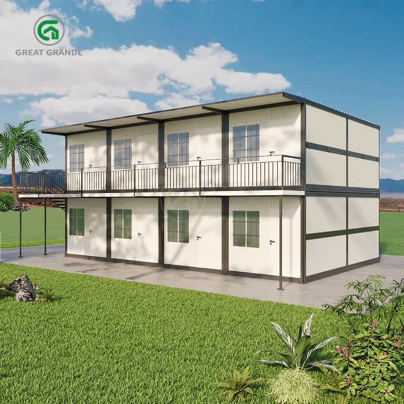 20ft katlanabilir prefabrik ev iki katlı modern inşaat alanı işçileri yatakhane