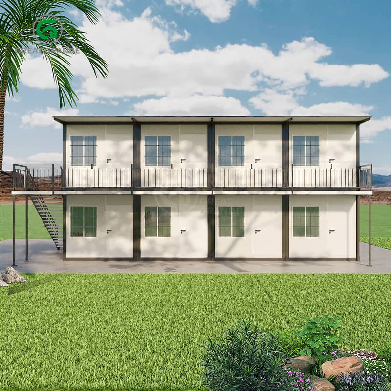 20ft katlanabilir prefabrik ev iki katlı modern inşaat alanı işçileri yatakhane