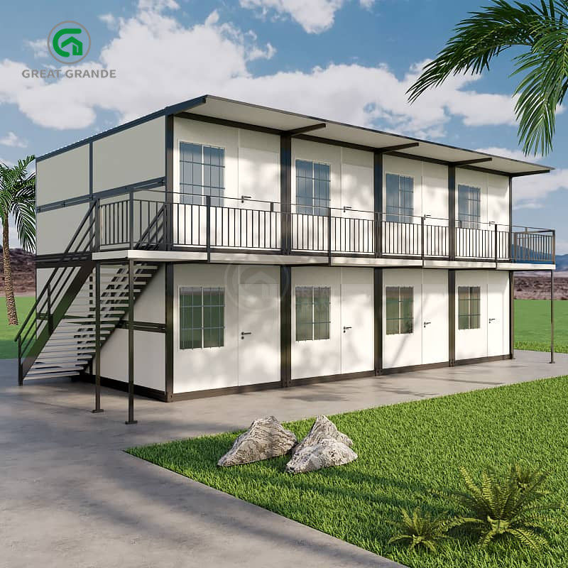 20ft katlanabilir prefabrik ev iki katlı modern inşaat alanı işçileri yatakhane